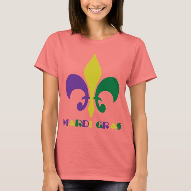Mardi Gras ~ Fleur De Lis T-shirt (Framsida)