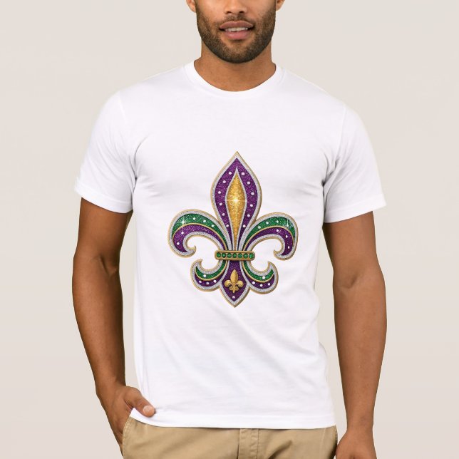 Mardi Gras Fleur de Lis T-Shirt (Framsida)
