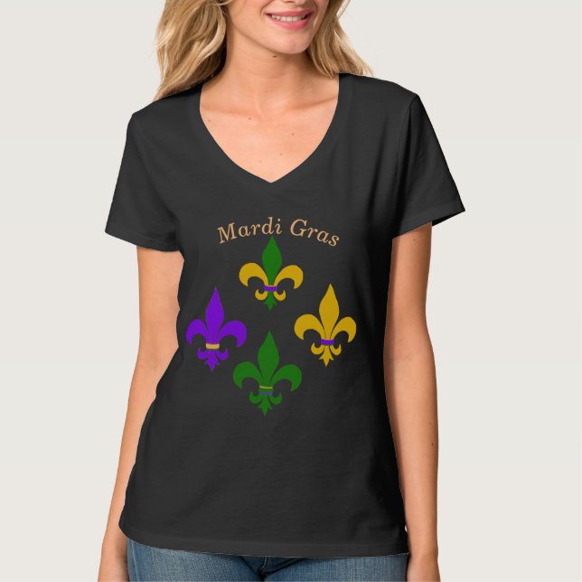 Mardi Gras Fleur de Lis T-Shirt (Framsida)