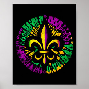 Mardi Gras Fleur De Lis Tie Dye Manar Women Carniv Poster