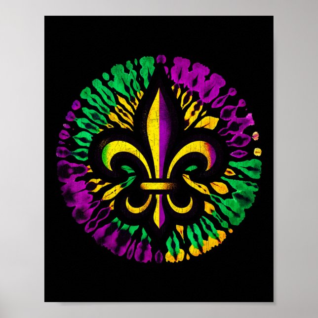 Mardi Gras Fleur De Lis Tie Dye Manar Women Carniv Poster (Framsidan)