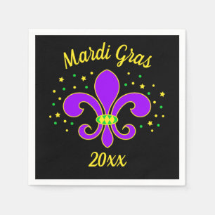 Mardi Gras Fleur-de-lis tillfogar år Pappersservett