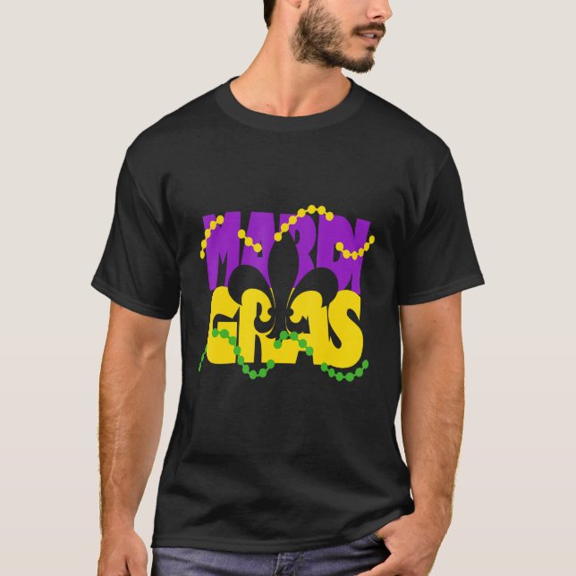 Mardi Gras Fleur De Lis Tjock Tisdag Carnival T Shirt (Framsida)