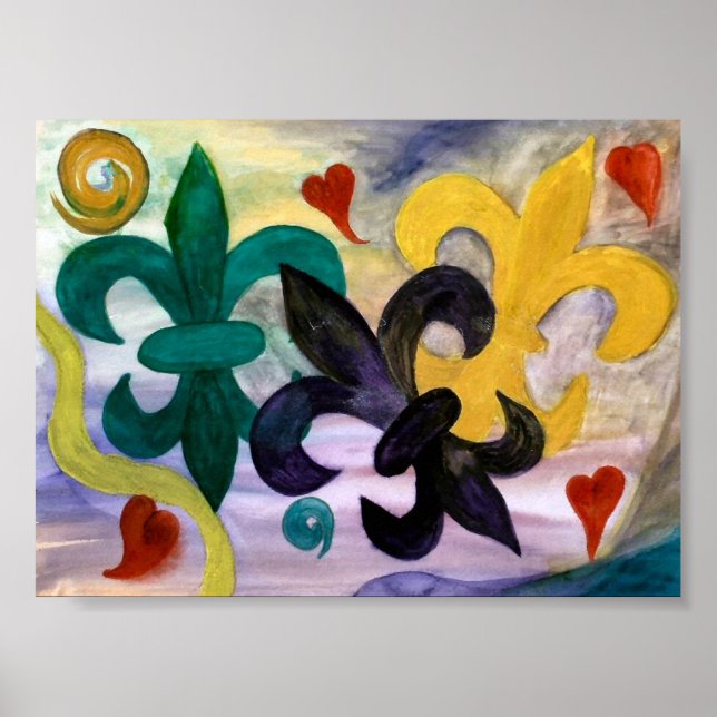 Mardi Gras Fleur de lis tryck (Framsidan)