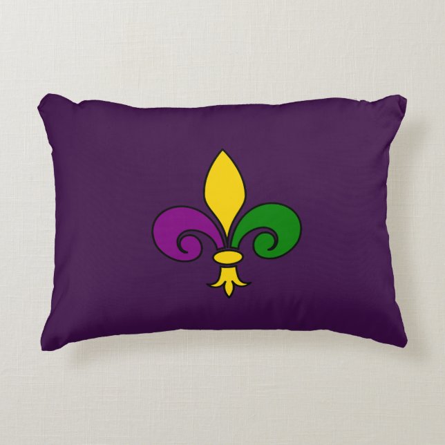 Mardi Gras fleur-de-lys Prydnadskudde (Framsidan)