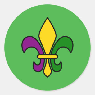 Mardi gräs fleur-de-lys runt klistermärke