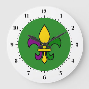 Mardi Gras fleur-de-lys Stor Klocka