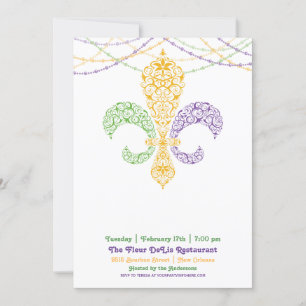 Mardi Gras Fleur DeLis Party 2 Inbjudningar