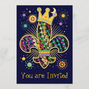 Mardi Gras Fleur firar Inbjudningar