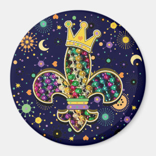 Mardi Gras Fleur firar Magnet