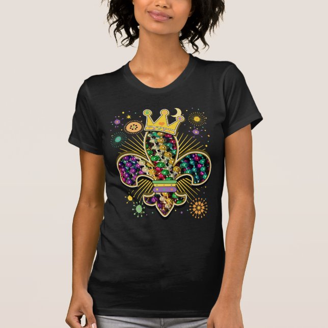 Mardi Gras Fleur firar Tee Shirt (Framsida)