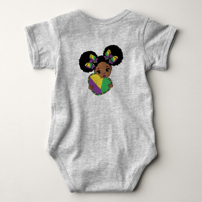 Mardi Gras Flicka Holding Heart T Shirt (Baksida)