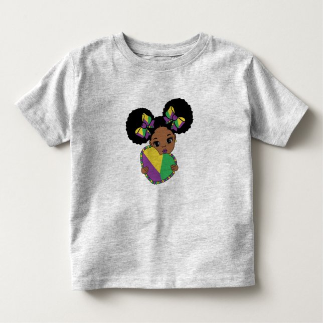 Mardi Gras Flicka Holding Heart T Shirt (Framsida)