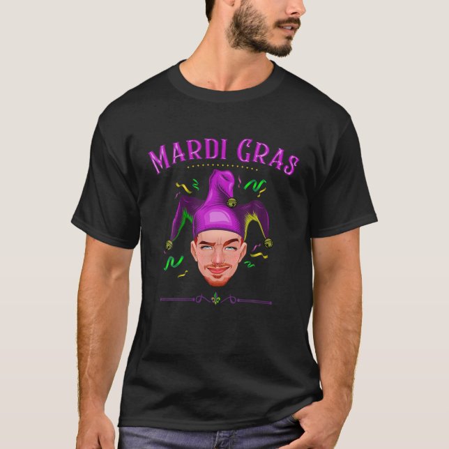 Mardi Gras Float Jester Hat Bead Costume Modern De T Shirt (Framsida)