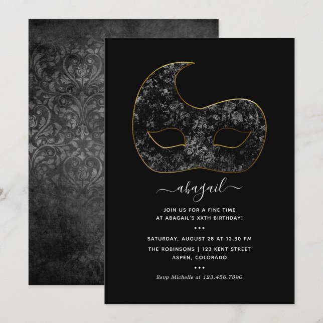 Mardi Gras Födelsedagsfest inbjudan (Fram/baksida)