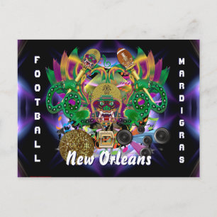 Mardi Gras Football Kung View Hints Inbjudan Vykort