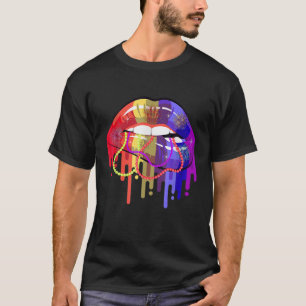 Mardi Gras for Women Läppar Queen Carnival Costume T Shirt