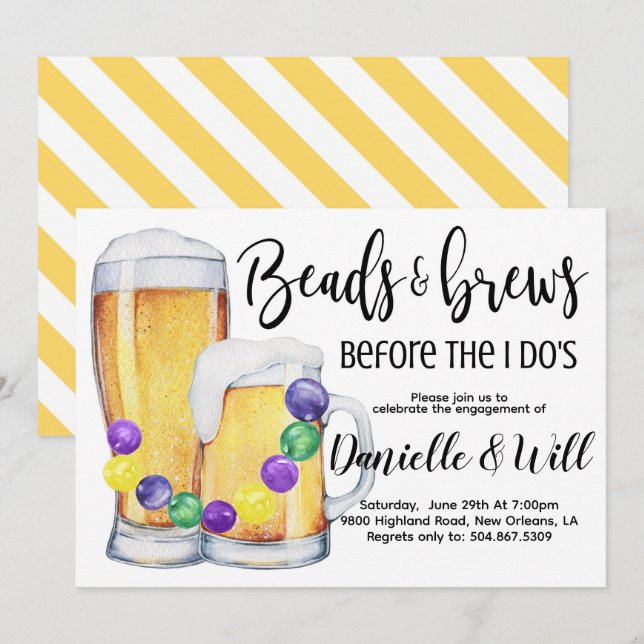 Mardi Gras-förlovningsinbjudan Inbjudningar (Fram/baksida)