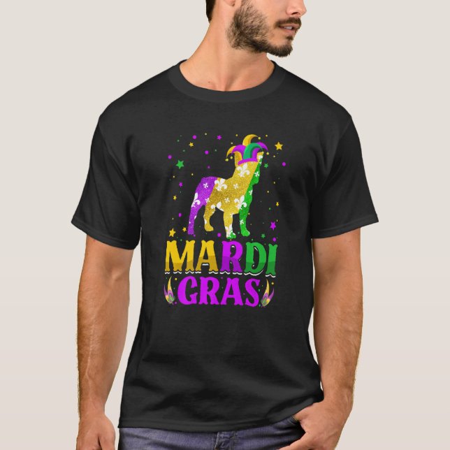 Mardi Gras Fransk Bulldog Hund Carnival Jester T Shirt (Framsida)