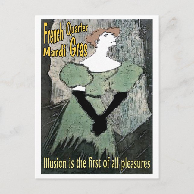 Mardi Gras Fransk Quarter Vykort (Framsida)