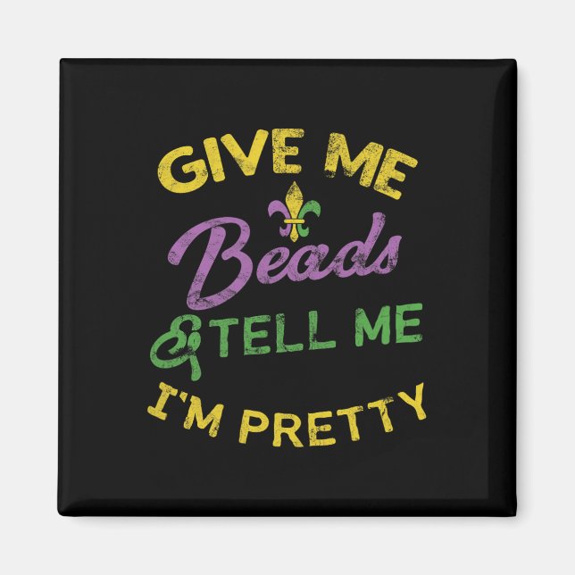 Mardi Gras Funny Pärlor Unique New Orleans Gift Magnet (Framsidan)