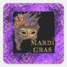 Mardi Gras Fyrkantigt Klistermärke