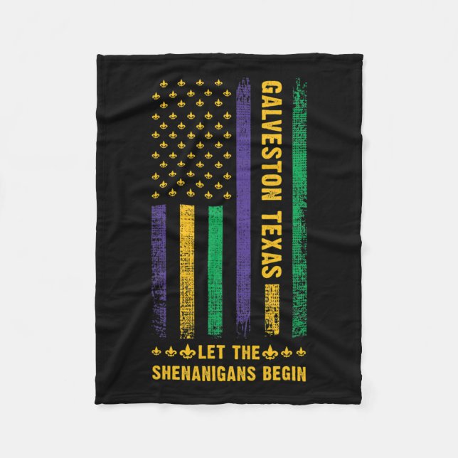 Mardi Gras Galveston Texas Fleur-de-lis American F Fleecefilt (Framsidan)