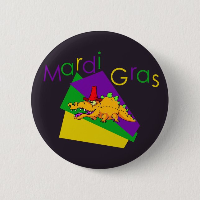 Mardi Gras Gator Button Knapp (Framsida)