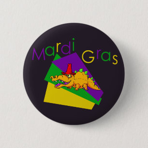 Mardi Gras Gator Button Knapp