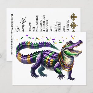 Mardi Gras Gator Inbjudningar