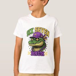 Mardi Gras Gator Six Seven Bruh Kids Carnival T Shirt