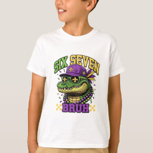 Mardi Gras Gator Six Seven Bruh Kids Karneval T Shirt