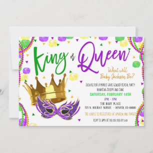 Mardi Gras Gender Reveal Inbjudan