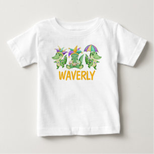 Mardi Gras Gingham och Gators Namn Shirt T