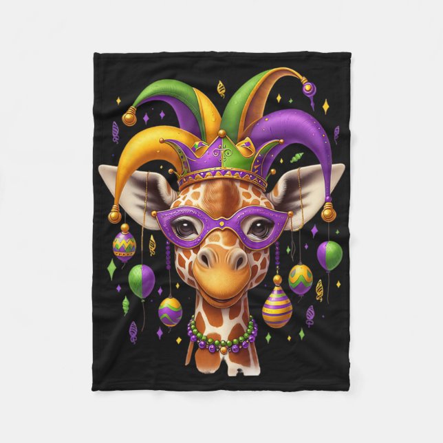 Mardi Gras-giraff  Fleecefilt (Framsidan)
