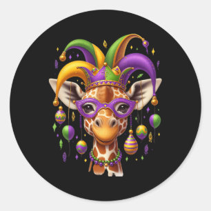 Mardi Gras Giraffe Runt Klistermärke