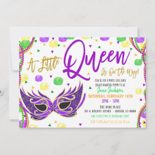 Mardi Gras Girl Baby Shower-inbjudan Inbjudningar