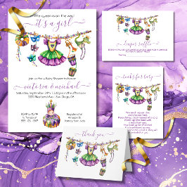 Mardi Gras Girl Baby Shower-inbjudan Inbjudningar
