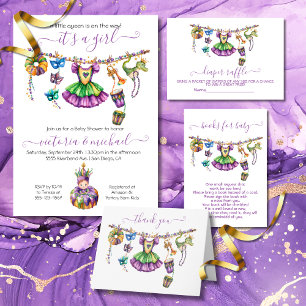 Mardi Gras Girl Baby Shower-inbjudan Inbjudningar