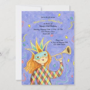Mardi Gras Girl Birthday bjudande Inbjudningar