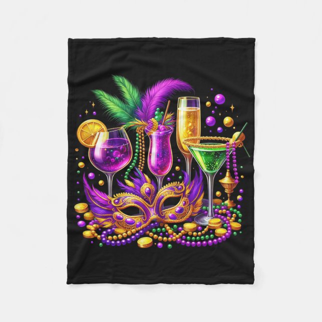 Mardi Gras Gl Of Wine Drickande Team Vin Festival  Fleecefilt (Framsidan)