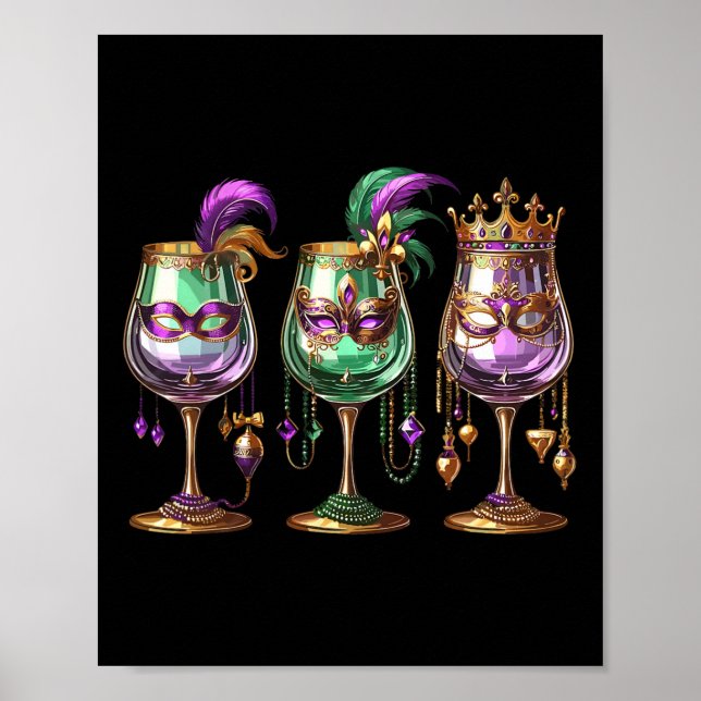 Mardi Gras Gl vid Vin-finne Vin-festival Poster (Framsidan)