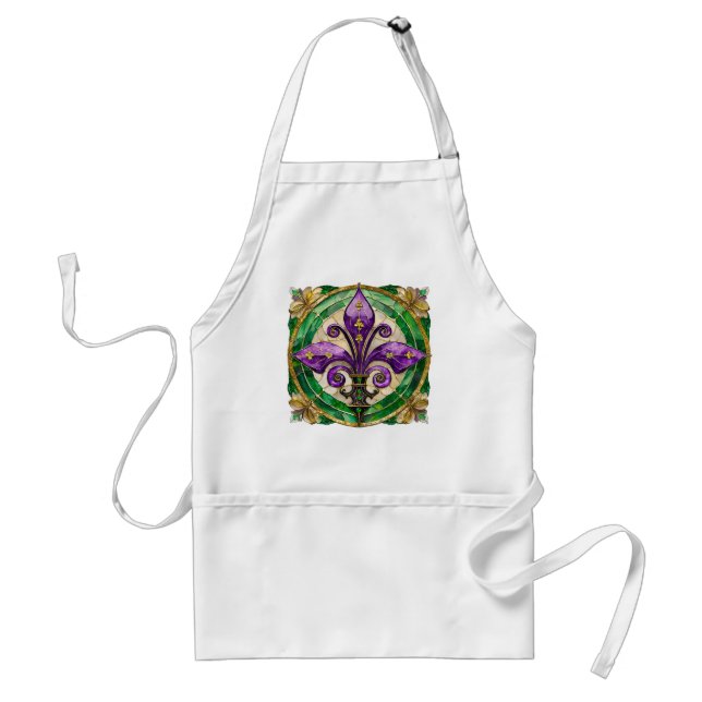 Mardi Gras glasmålning Fleur de lis  Förkläde (Framsidan)