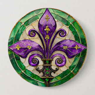 Mardi Gras glasmålning Fleur de lis Knapp