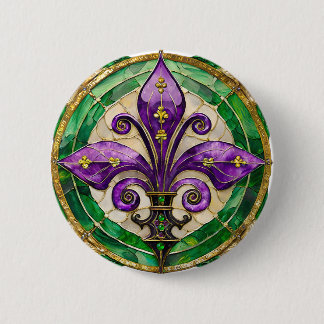 Mardi Gras glasmålning Fleur de lis Knapp
