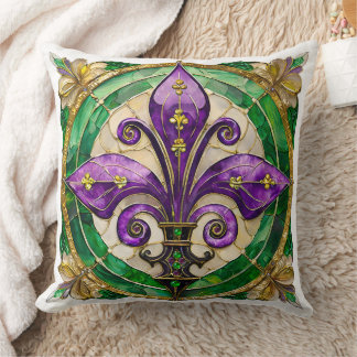 Mardi Gras glasmålning Fleur de lis Kudde