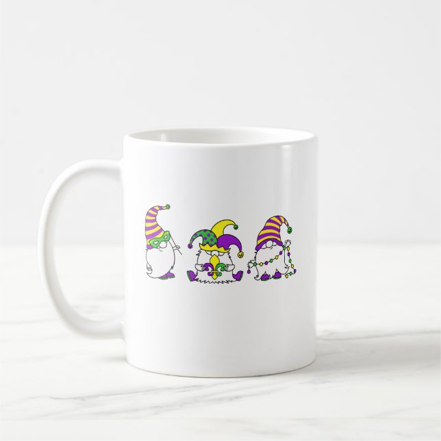 Mardi Gras Gnome Trio Cute Carnival Kaffemugg (Vänster)