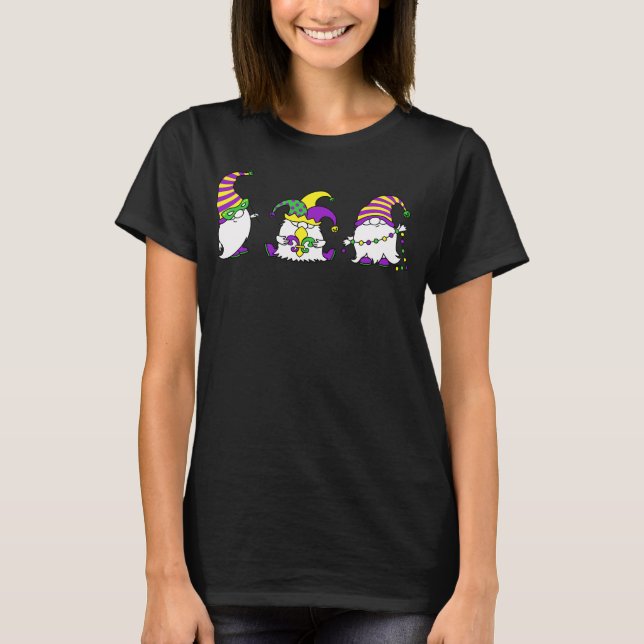 Mardi Gras Gnome Trio Cute Carnival T Shirt (Framsida)