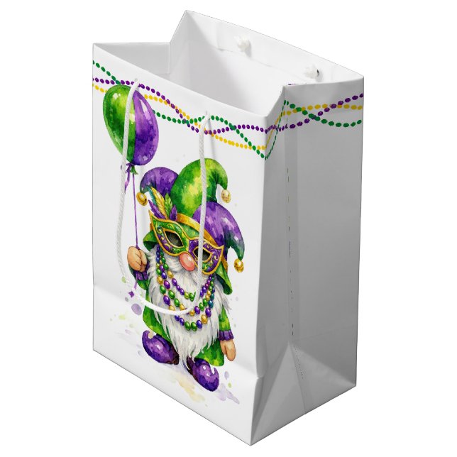 Mardi Gras Gnome With Party Balloon (Framsidan Vinklad)
