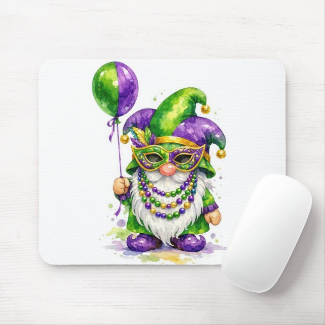 Mardi Gras Gnome with Party Balloon Musmatta (Med mus)
